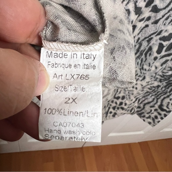 LUNGO L'Arno Leopard 100% Linen italian Sleeveless Collared Dress oversized 2XL - Picture 6 of 13